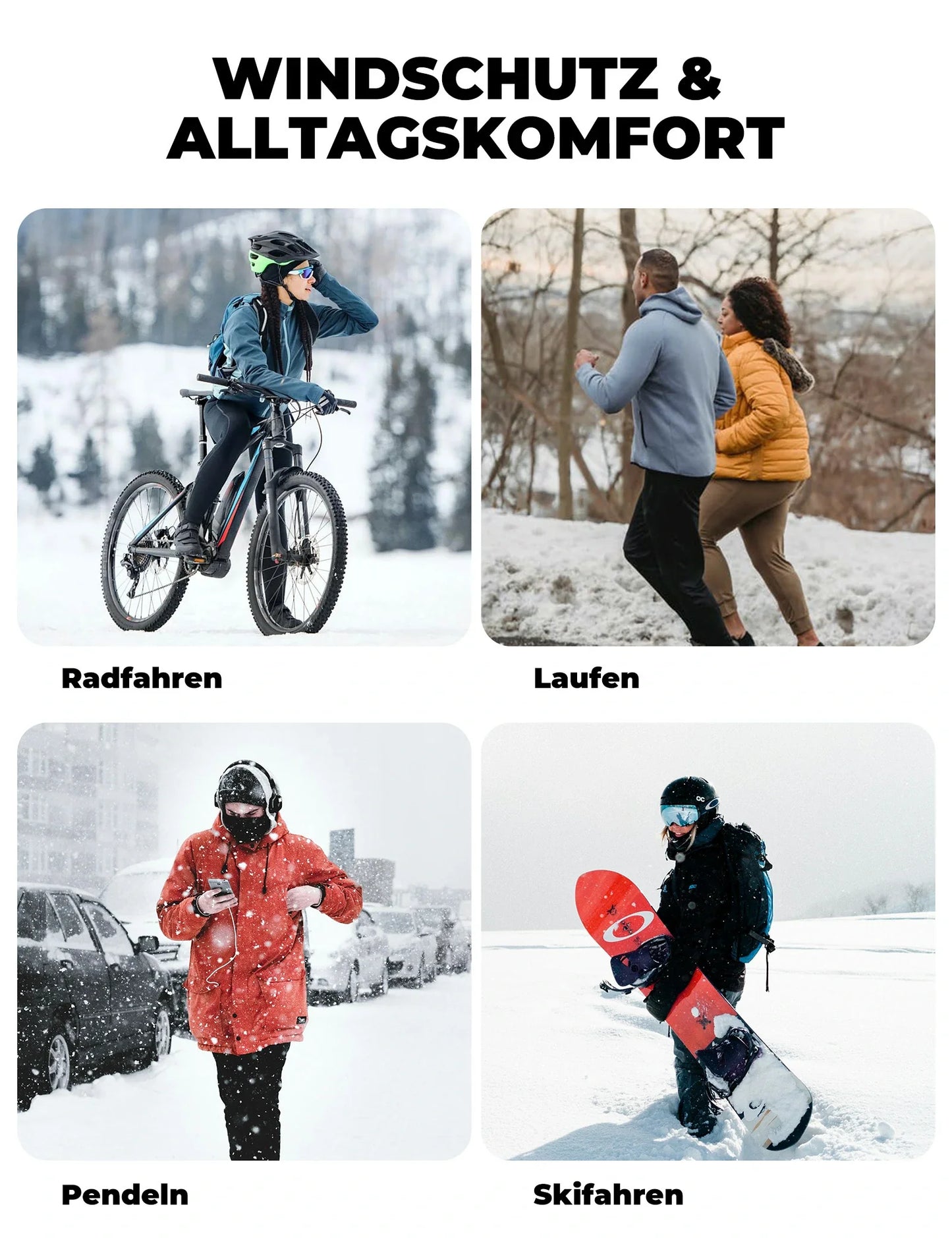 Rockbros - HelmMütze Winter mit Ohrenschutz, Atmungsaktiv & Winddicht