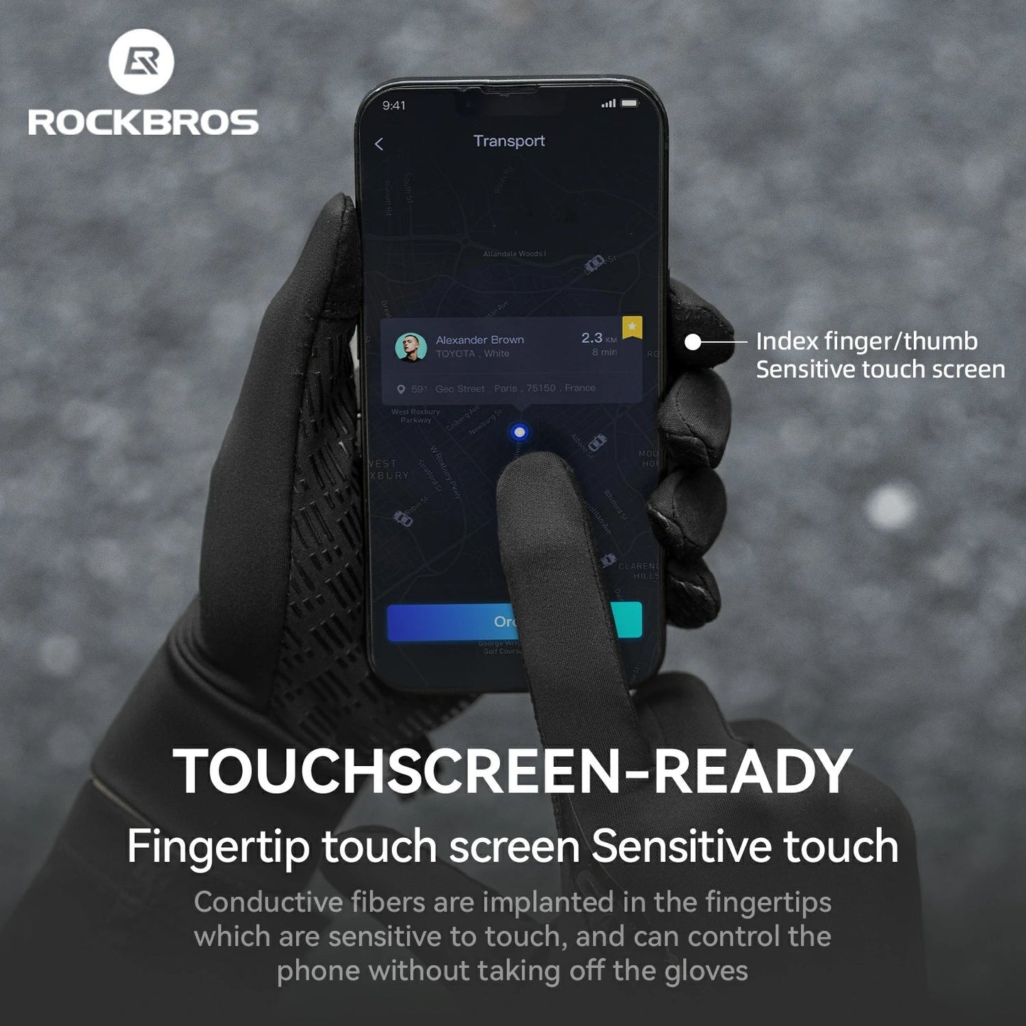 Rockbros - Graphene Winter-Fahrradhandschuhe von 5°C bis 15°C