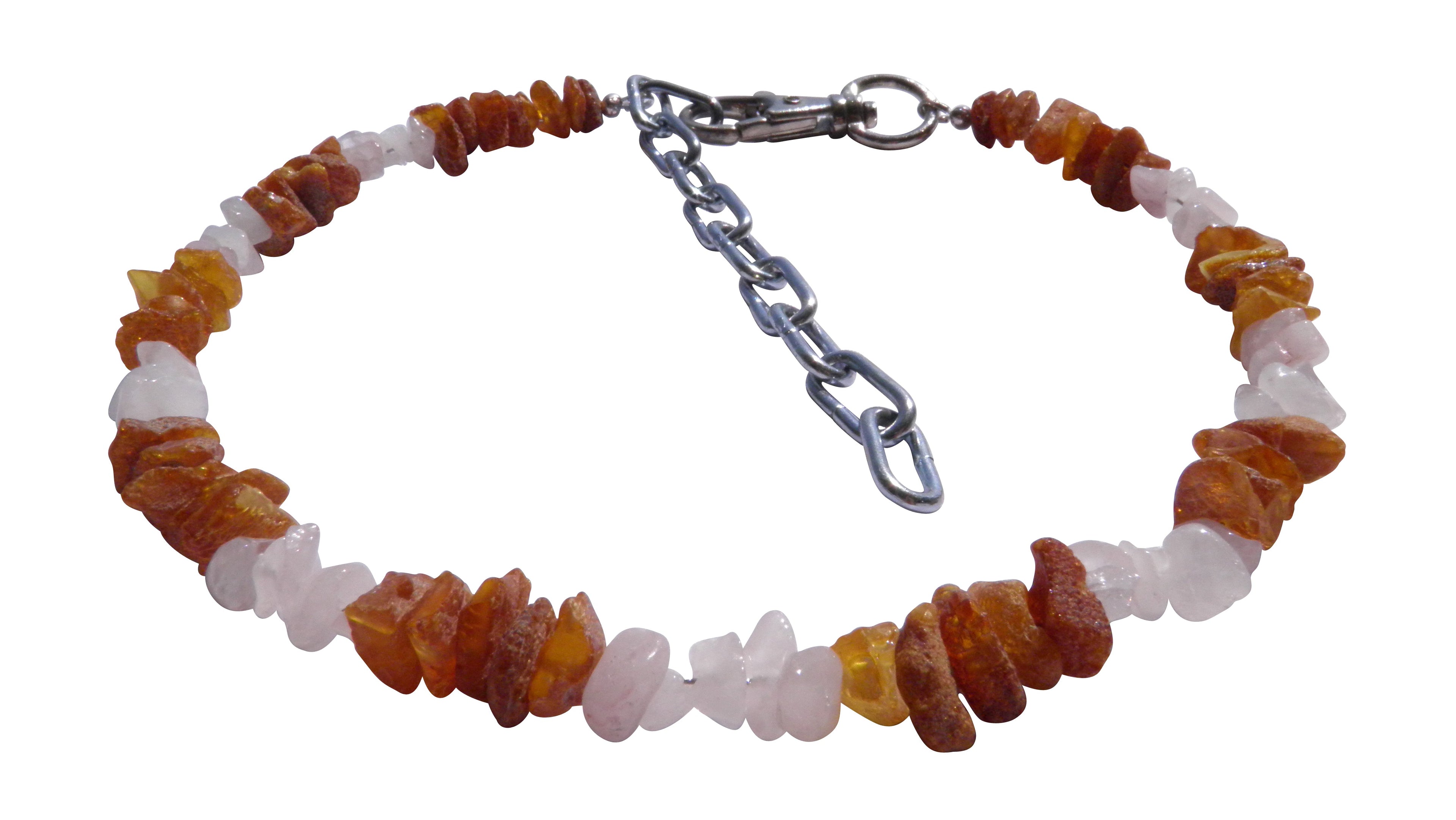 amberdog - Hunde Bernsteinkette Flexi mit Rosenquarz
