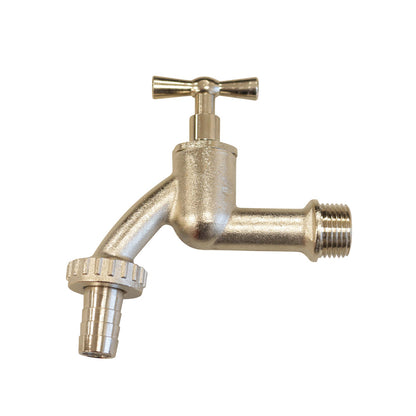 Aurexis Auslaufventil 1/2", Messing poliert, mit Click-Stecker oder vernickelt Tülle