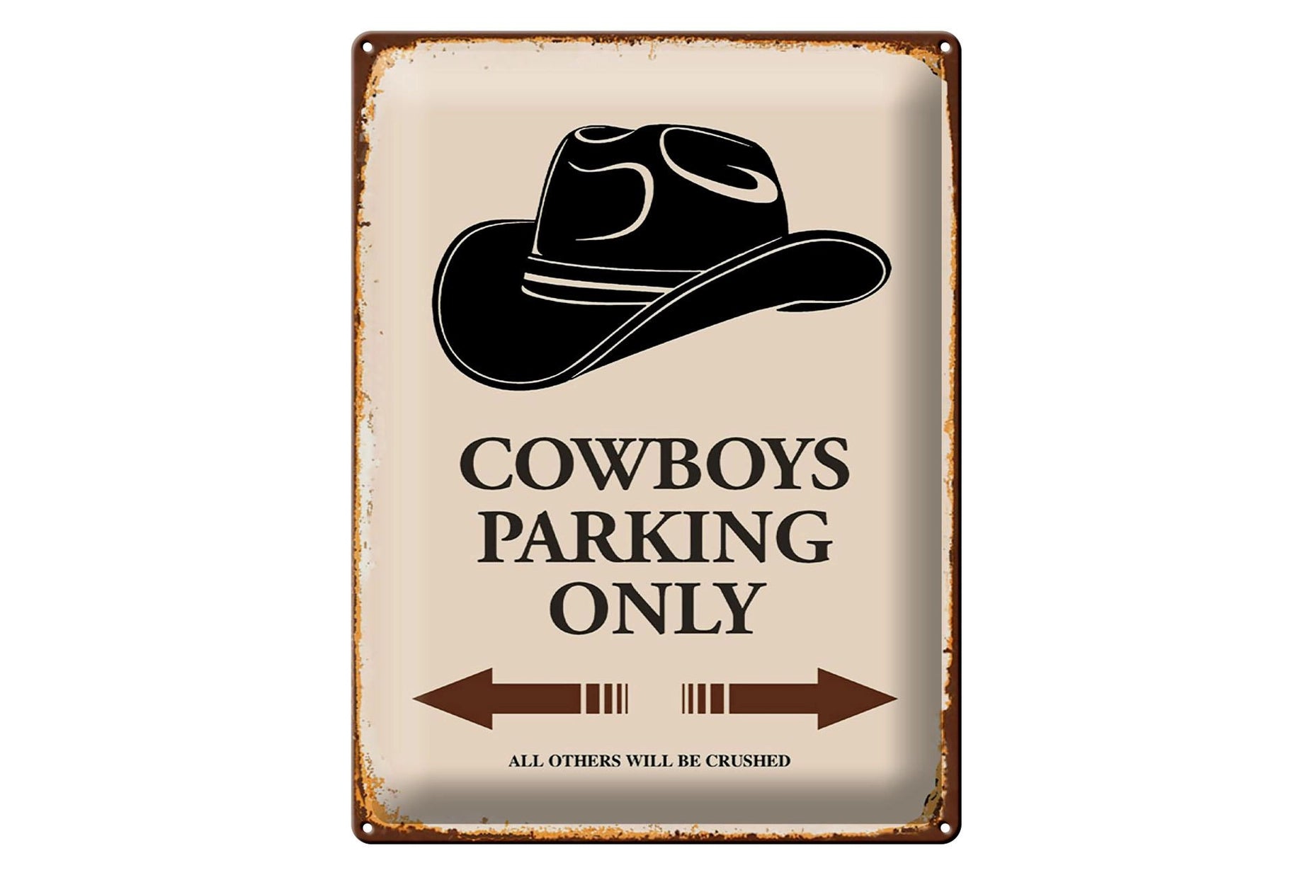 Blechschild Spruch 30x40 cm "Cowboys parking only" Metall Deko Schild