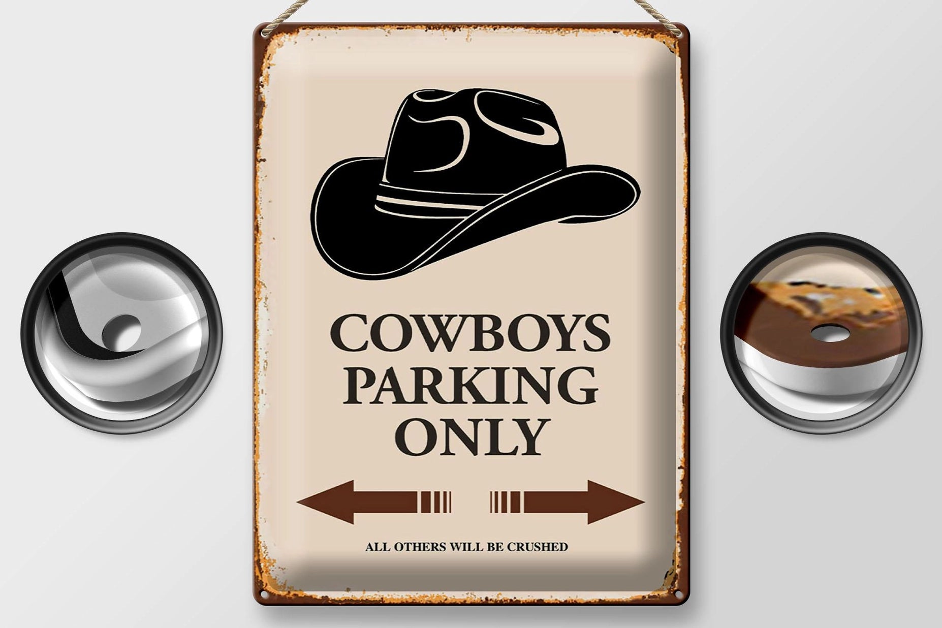 Blechschild Spruch 30x40 cm "Cowboys parking only" Metall Deko Schild