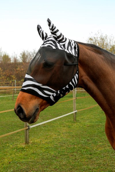 Fliegenschutzmaske Zebra mit Ohrenschutz,