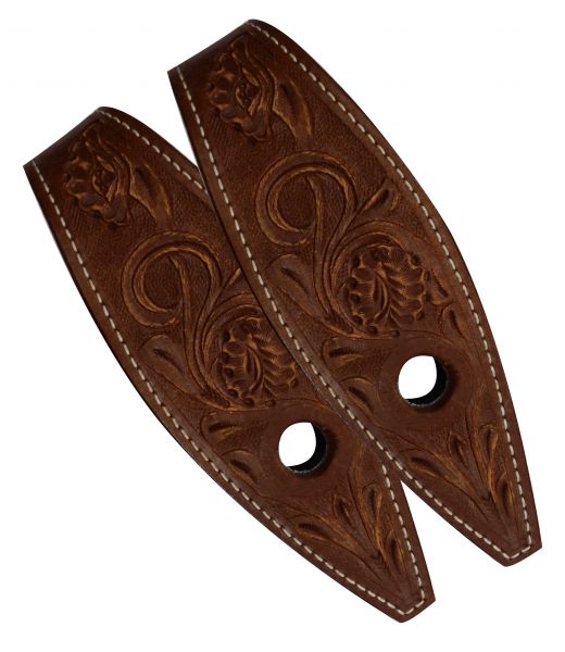 Leder Slobber Bars mit Blumen Punzierung, dunkelbraun