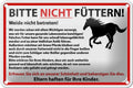 Blechschild Hinweis 18x12cm Bitte nicht füttern Pferde