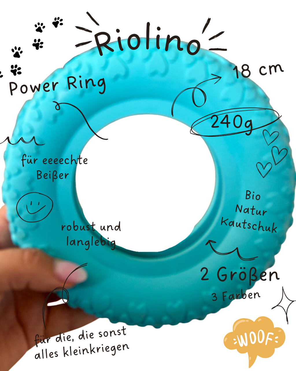 Riolino Robuster Hundespielzeug-Kauring für starke Kauer