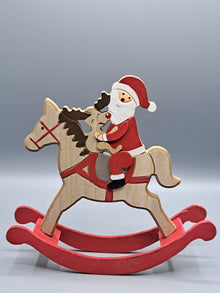 Wenco Holz-Schaukelpferd – Weihnachtsmann - Weihnachts-Deko 🎄