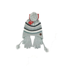 Kinder Winter Mütze mit Handschuhen » Gestreiftes Set » Kindermütze mit Streifen und Fingerhandschuhe