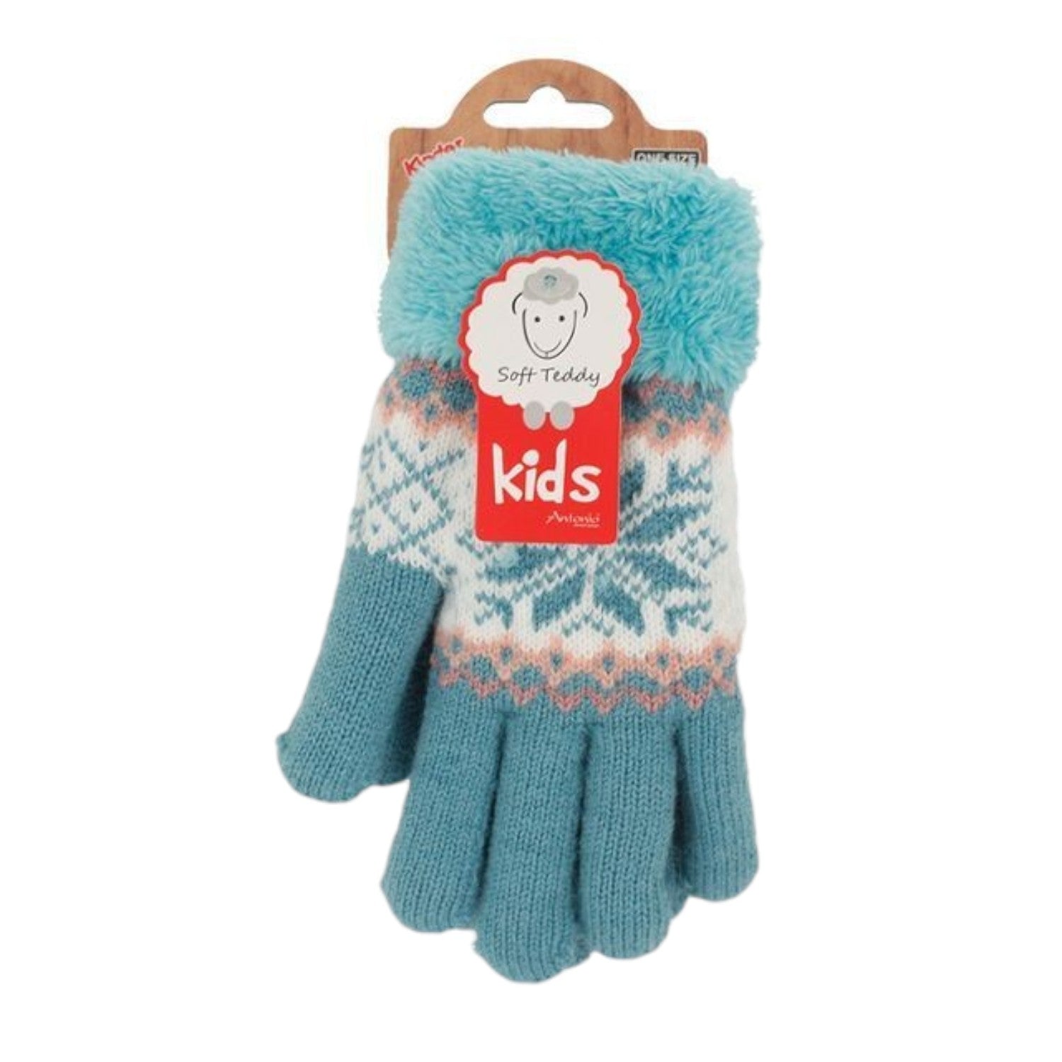 Vevotex - Kinderhandschuhe mit Soft Teddy » gefütterte Kinder Handschuhe » Fingerhandschuhe Angori » Kinder Winterhandschuhe » Strickhandschuhe mit Norweger Stern