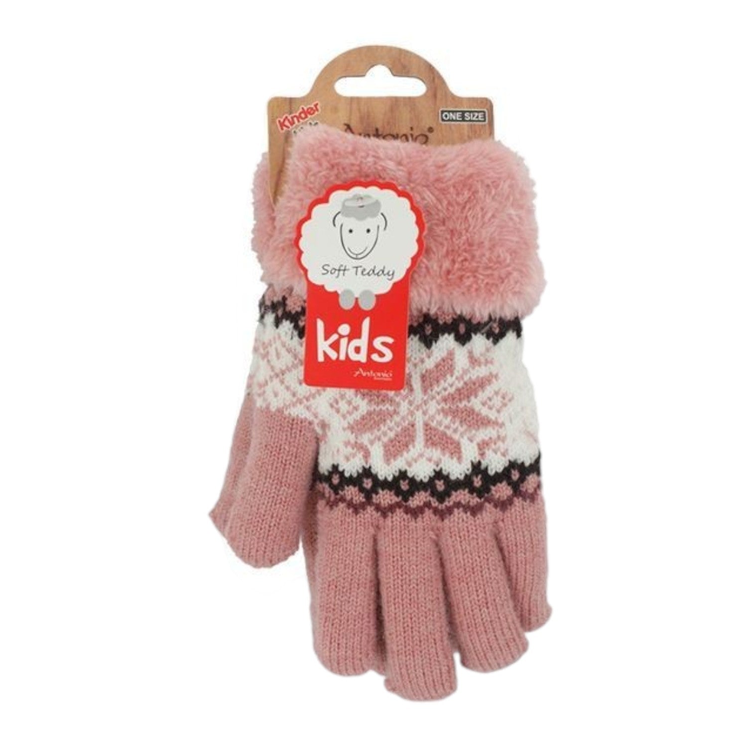 Vevotex - Kinderhandschuhe mit Soft Teddy » gefütterte Kinder Handschuhe » Fingerhandschuhe Angori » Kinder Winterhandschuhe » Strickhandschuhe mit Norweger Stern