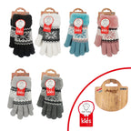 Vevotex - Kinderhandschuhe mit Soft Teddy » gefütterte Kinder Handschuhe » Fingerhandschuhe Angori » Kinder Winterhandschuhe » Strickhandschuhe mit Norweger Stern