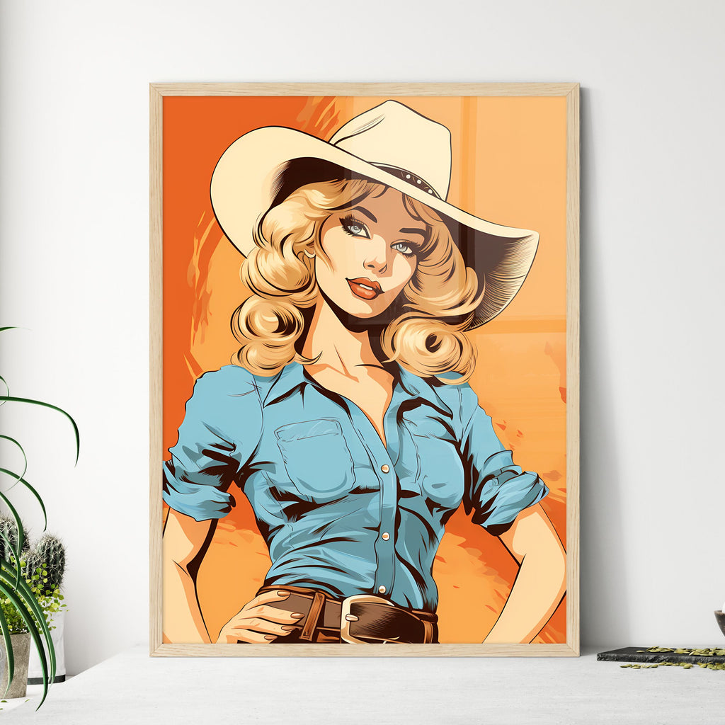 Woman Wearing A Cowboy Hat Art Print