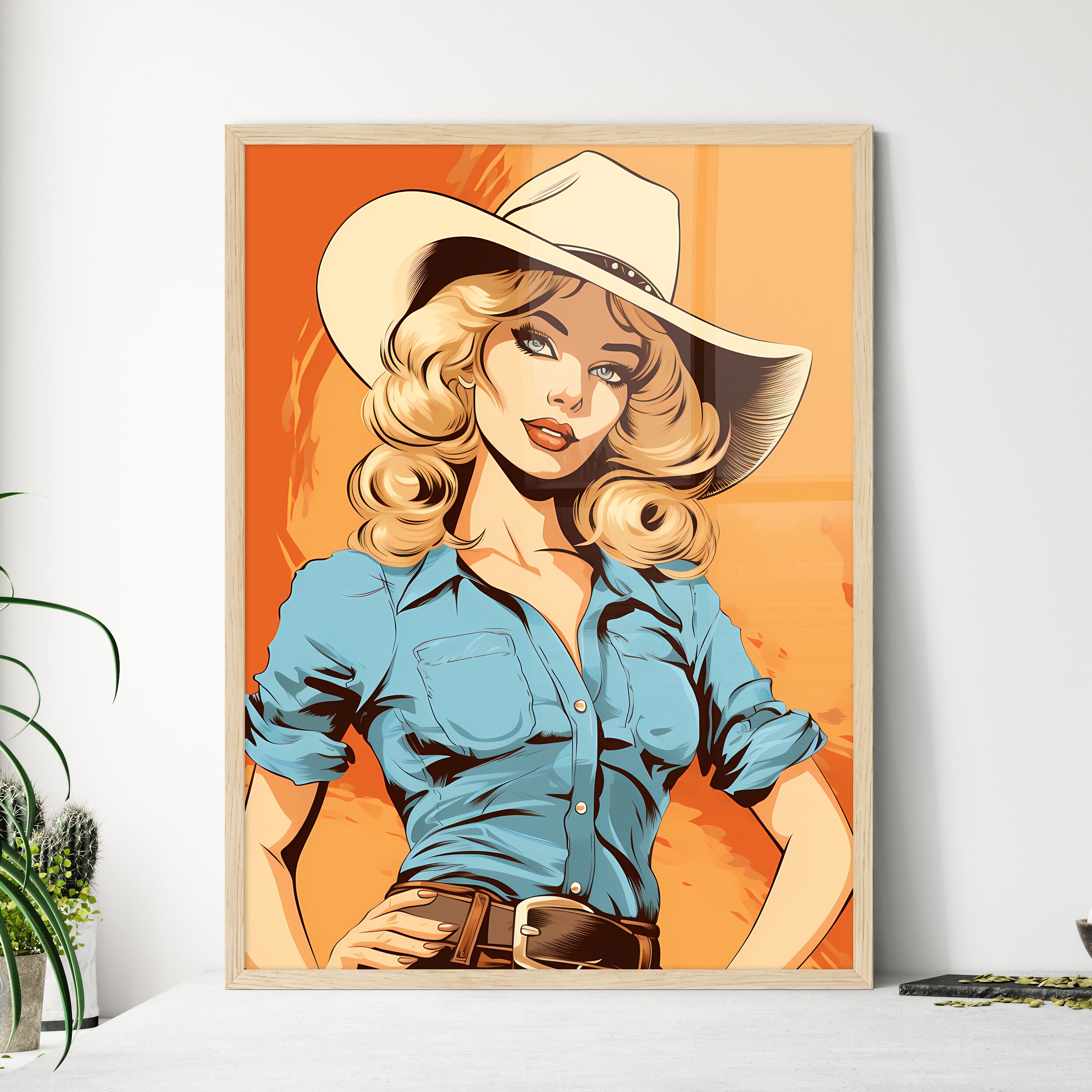 Woman Wearing A Cowboy Hat Art Print