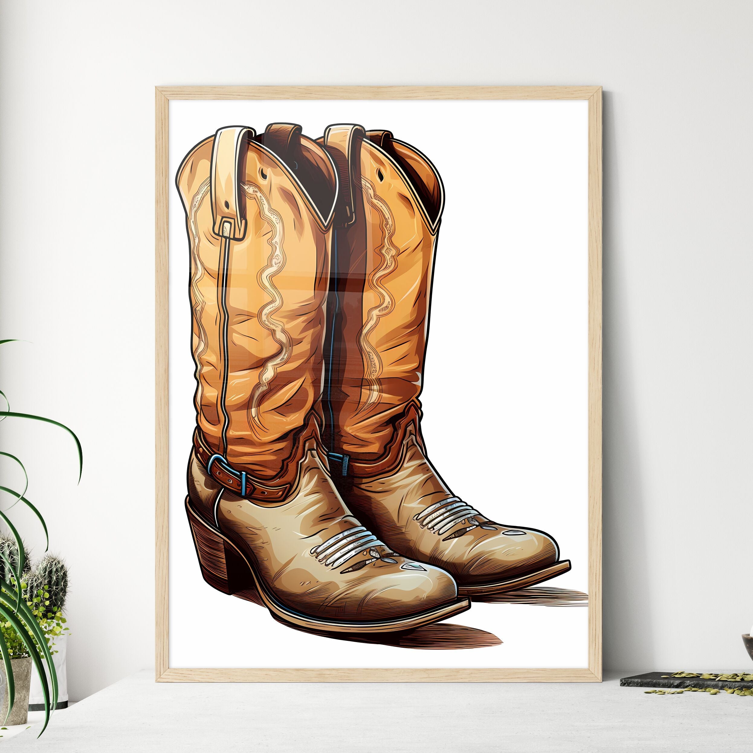 Pair Of Cowboy Boots Art Print