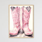 Pair Of Pink Cowboy Boots Art Print
