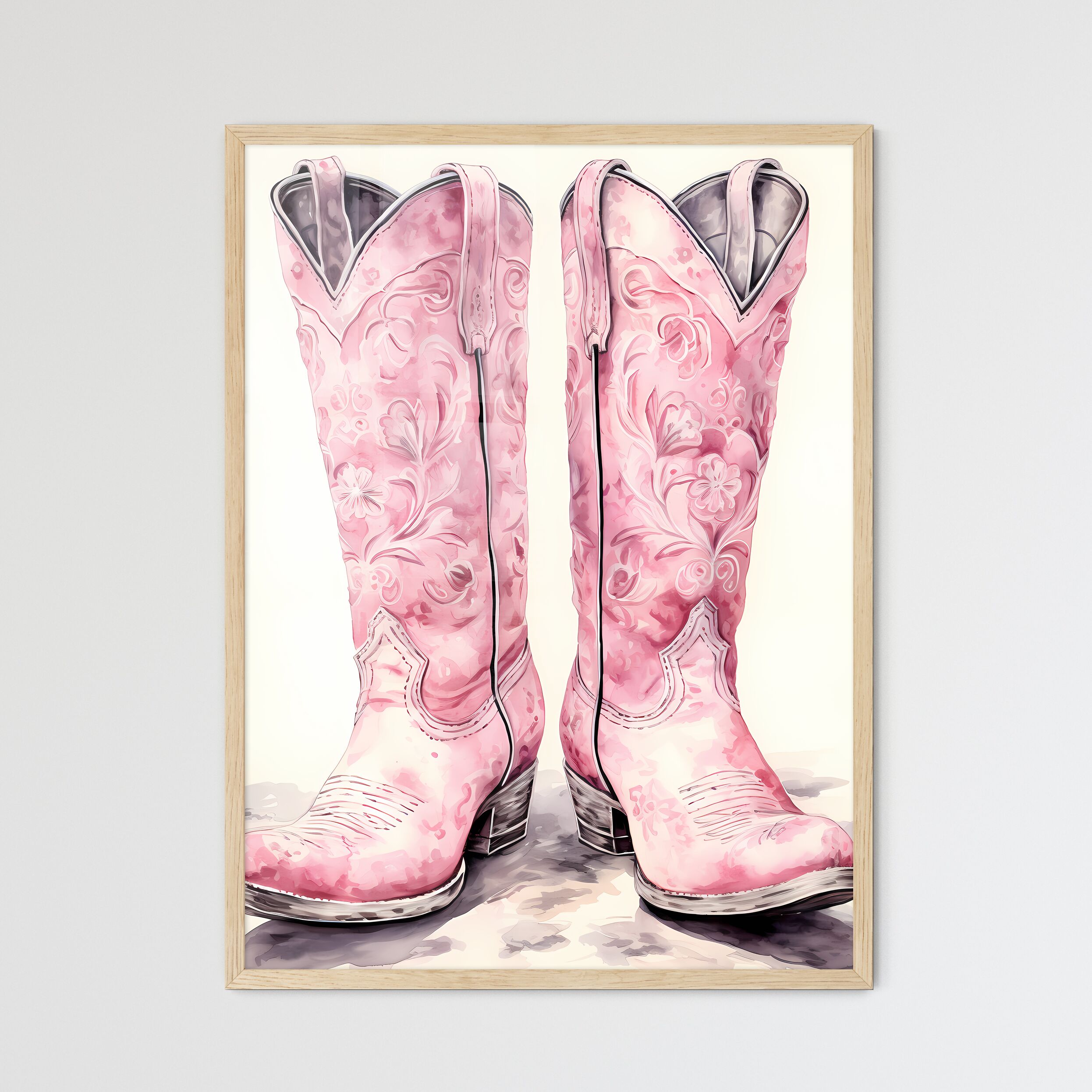 Pair Of Pink Cowboy Boots Art Print