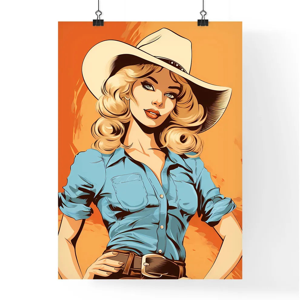 Woman Wearing A Cowboy Hat Art Print