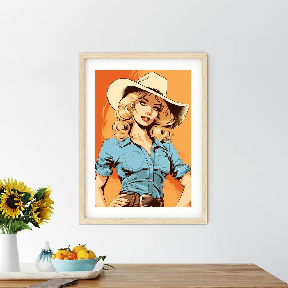 Woman Wearing A Cowboy Hat Art Print