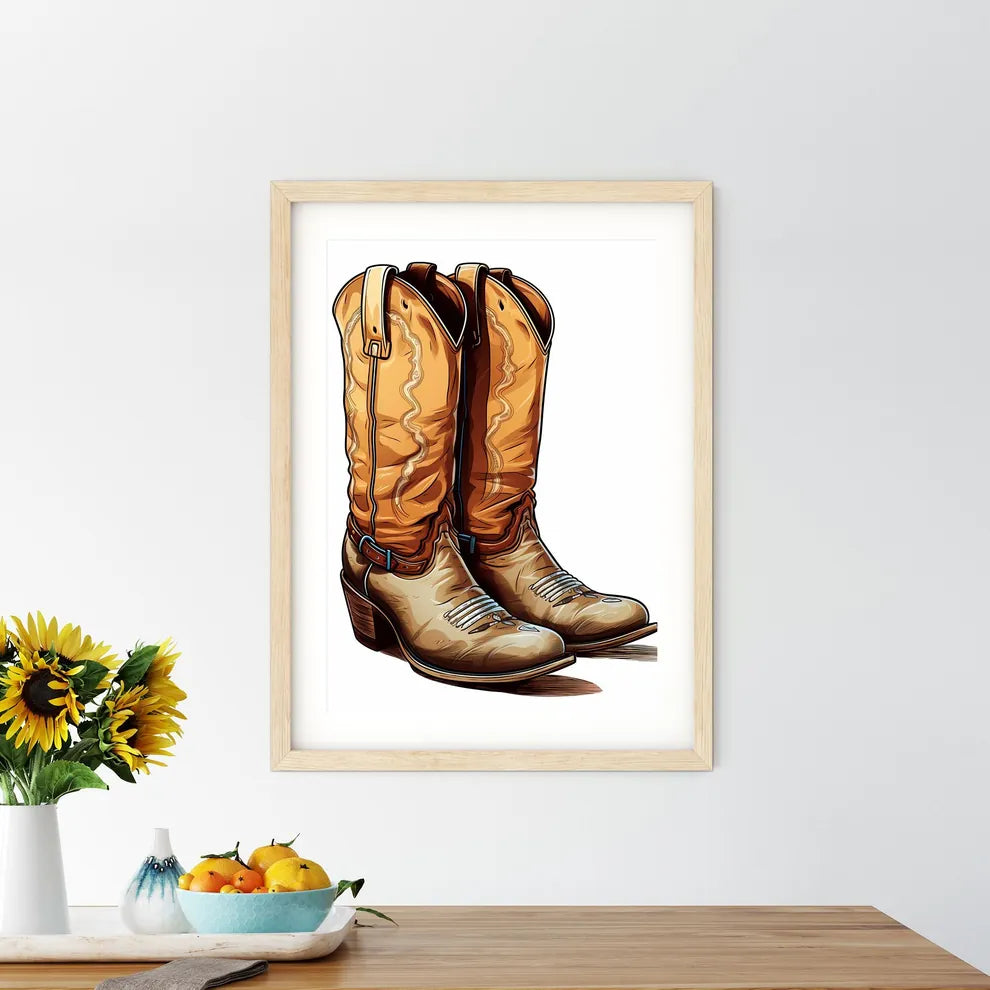 Pair Of Cowboy Boots Art Print