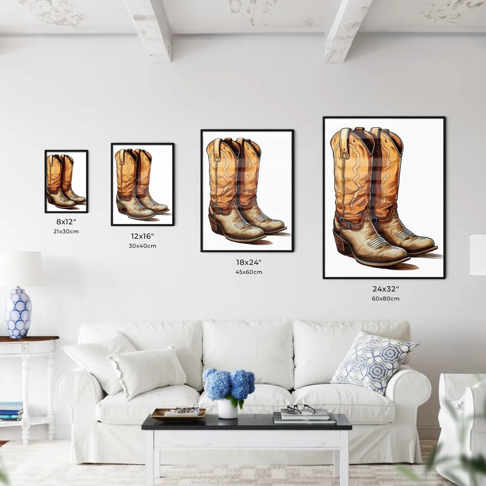 Pair Of Cowboy Boots Art Print
