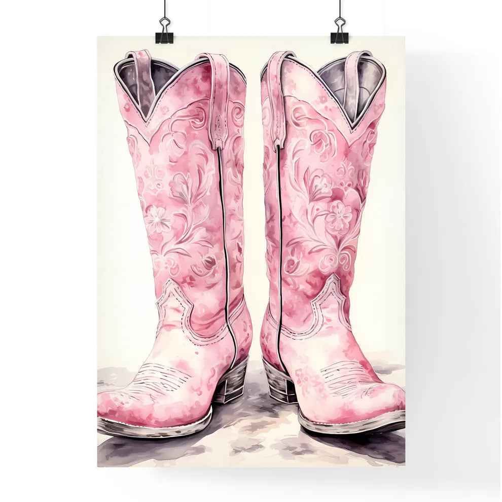 Pair Of Pink Cowboy Boots Art Print