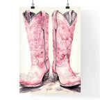 Pair Of Pink Cowboy Boots Art Print