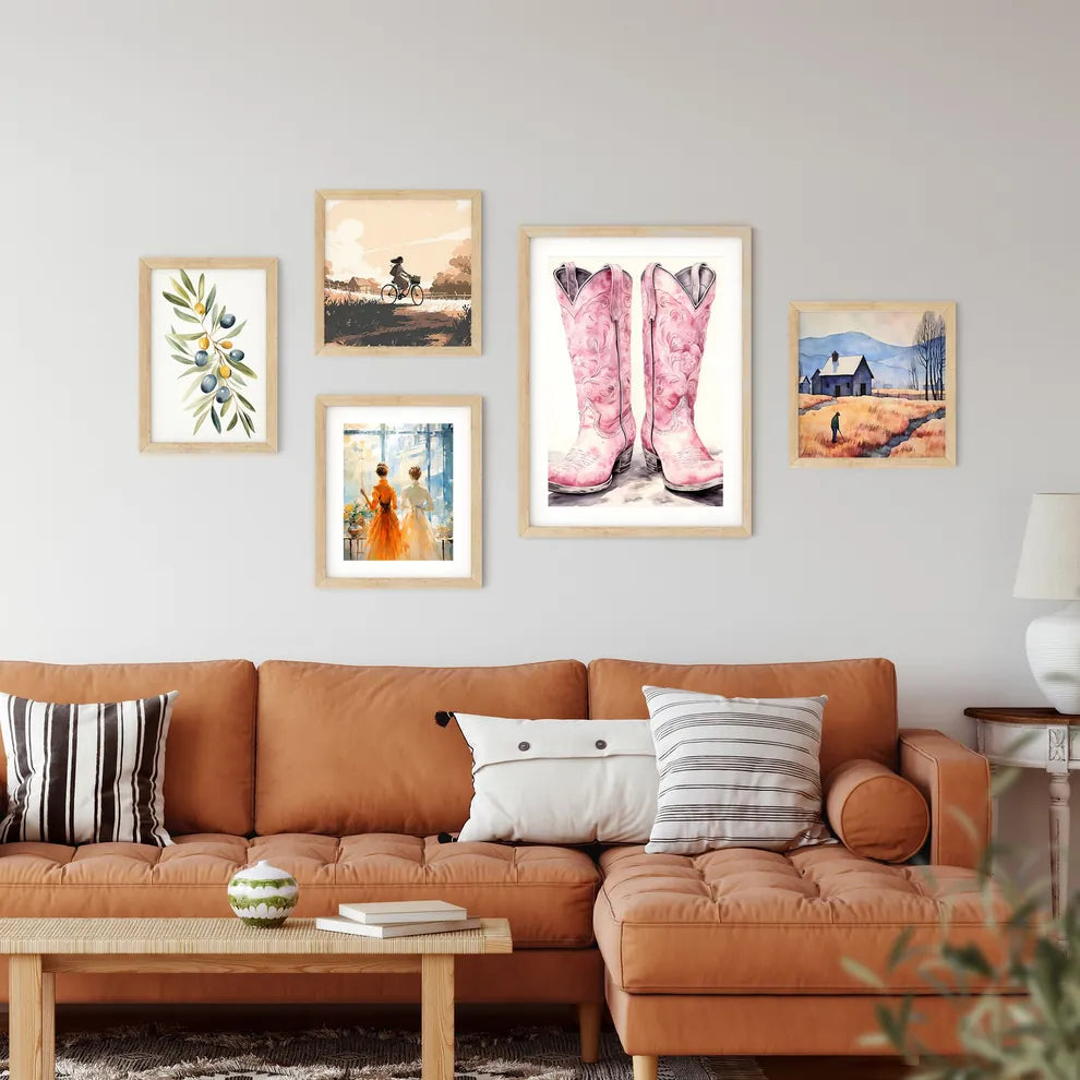 Pair Of Pink Cowboy Boots Art Print