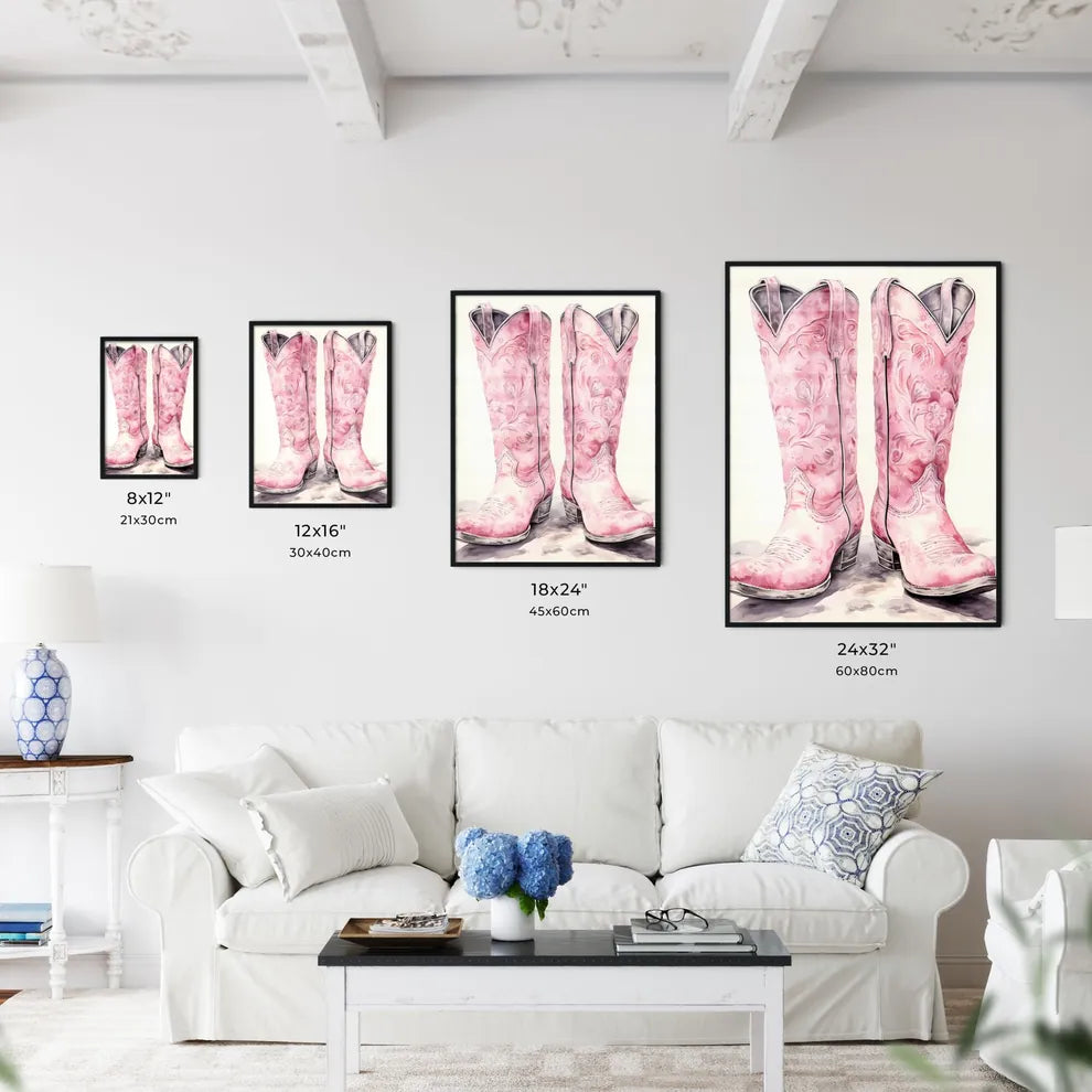 Pair Of Pink Cowboy Boots Art Print