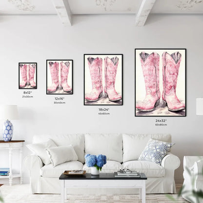 Pair Of Pink Cowboy Boots Art Print