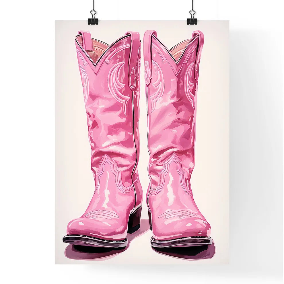 Pair Of Pink Cowboy Boots Art Print
