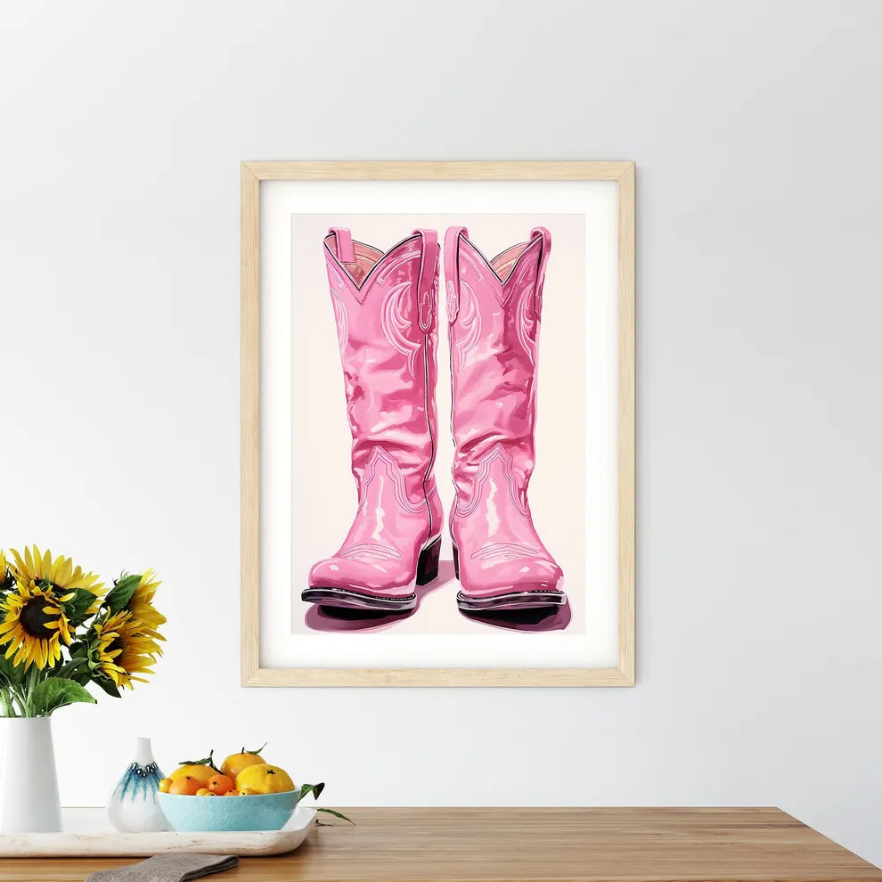 Pair Of Pink Cowboy Boots Art Print