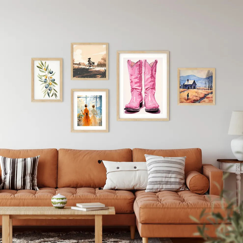 Pair Of Pink Cowboy Boots Art Print