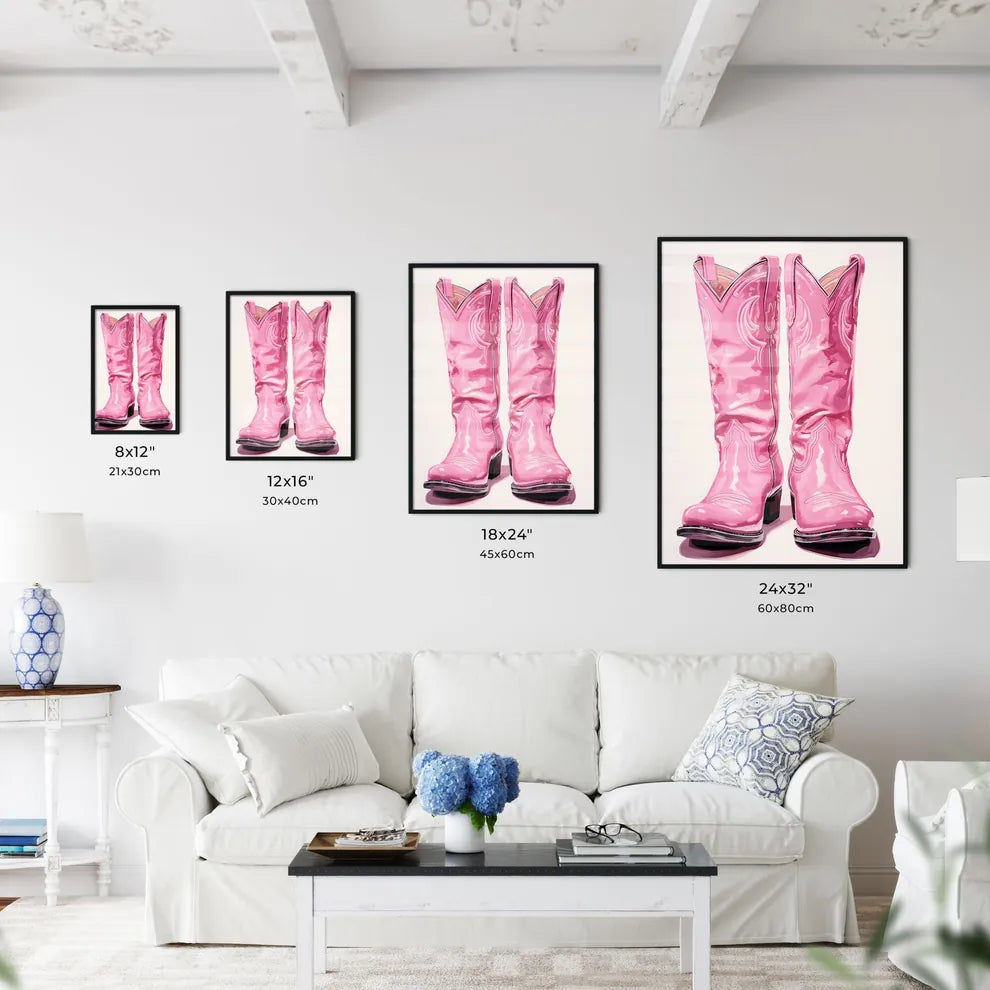 Pair Of Pink Cowboy Boots Art Print