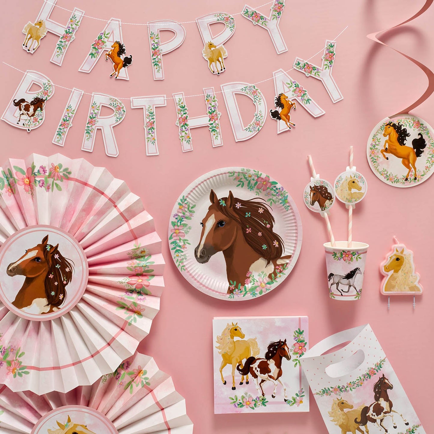 "Beautiful Horses" | Deko-Set Girlande und 3 Dekofächer