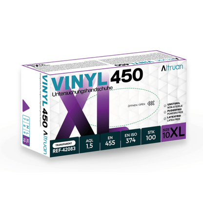 Altruan Vinyl 450 Handschuhe, Einmalhandschuhe, transparent - 100 Stück