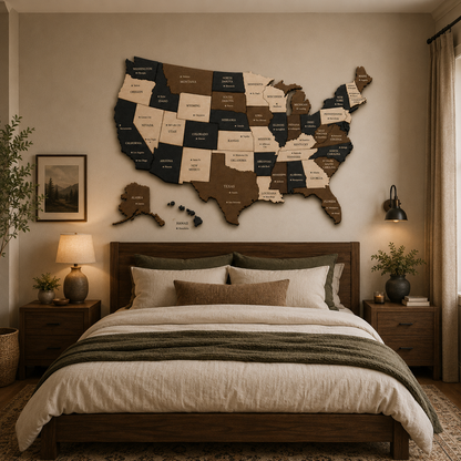 🇺🇸 USA 3D Wooden Map