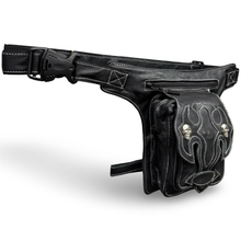 Leder Beintasche Herren Damen Tasche Hüfttasche Braun Shadow Skull