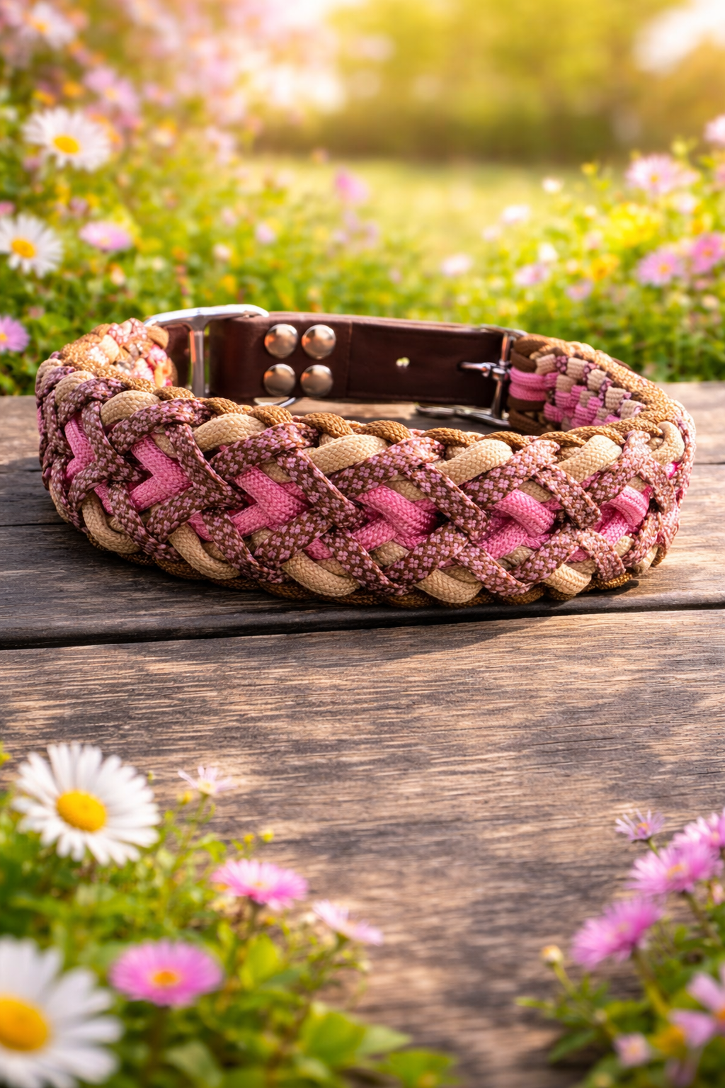Pfotenlieblinge - Handgemachtes Paracord-Hundehalsband "Spring Blush"