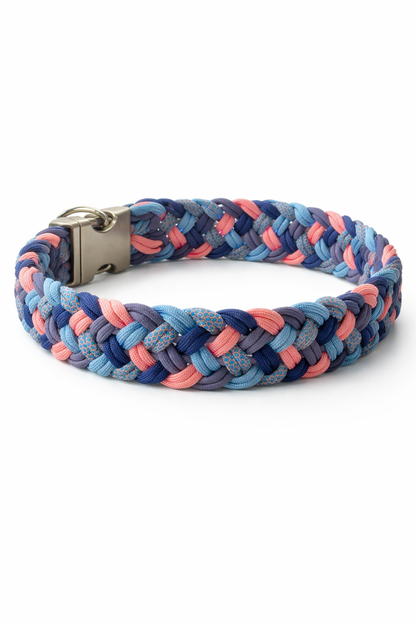 Pfotenlieblinge - Handgemachtes Paracord-Hundehalsband Bubblegum