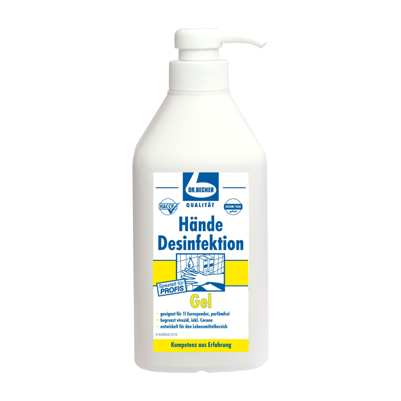 Dr. Becher Händedesinfektionsgel mit Dispenser - 1 Liter | Flasche (1 Stück)
