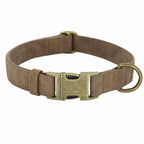 Edles Hundehalsband im Vintagelook mit Messingschnalle und kostenloser Gravur Name und Telefon