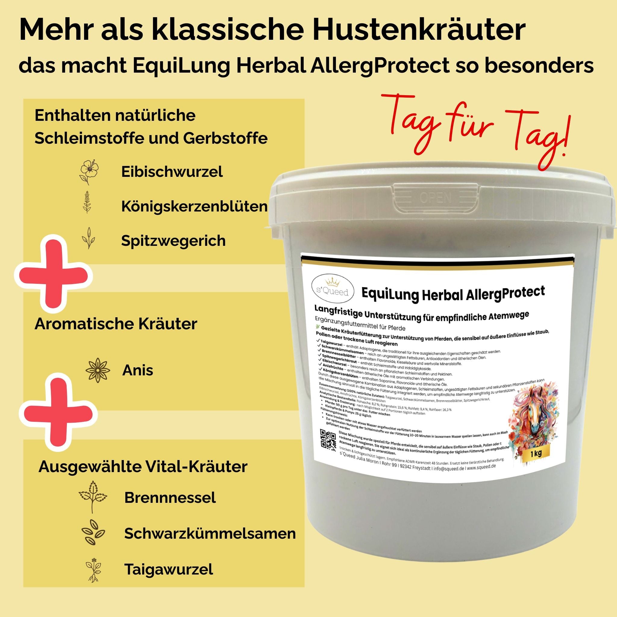 EquiLung Herbal AllergProtect – Kräutermischung für Pferde zur Langzeitfütterung bei empfindlichen Atemwegen durch Staub, Pollen & Umweltreizen