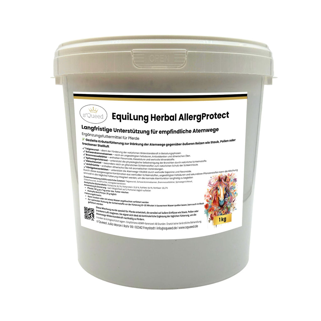 EquiLung Herbal AllergProtect – Kräutermischung für Pferde zur Langzeitfütterung bei empfindlichen Atemwegen durch Staub, Pollen & Umweltreizen