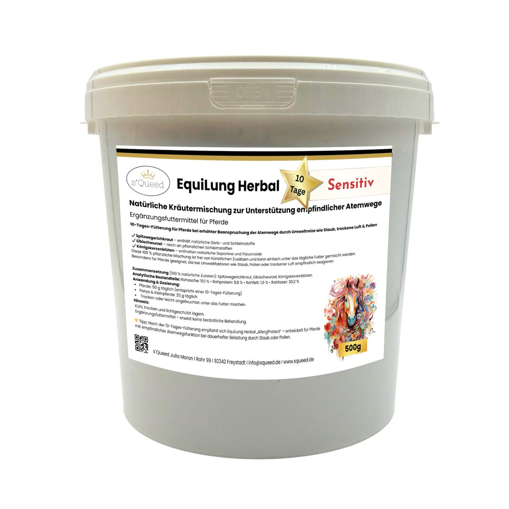 EquiLung Herbal Sensitiv – Kräutermischung für Pferde zur Unterstützung der Atemwege bei hoher Belastung durch Staub, Pollen & Umweltreize