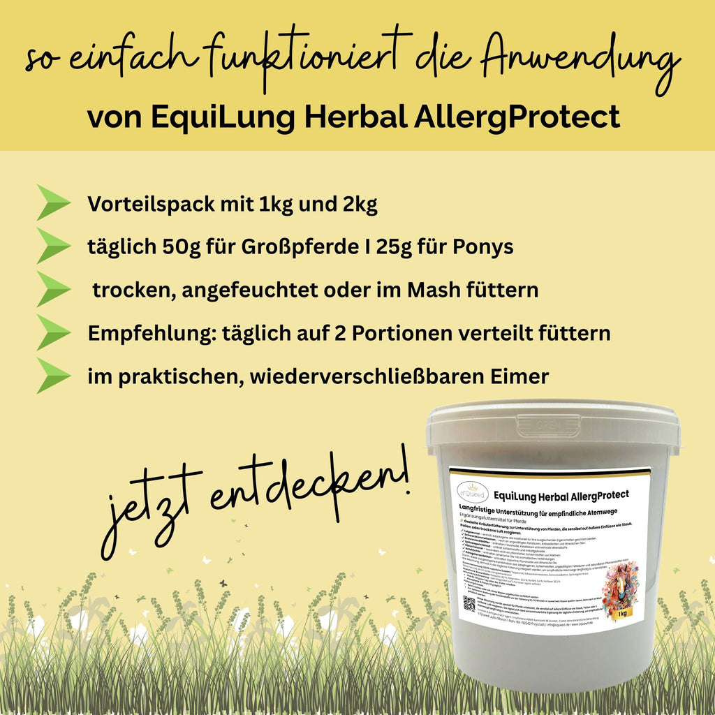 EquiLung Herbal AllergProtect – Kräutermischung für Pferde zur Langzeitfütterung bei empfindlichen Atemwegen durch Staub, Pollen & Umweltreizen