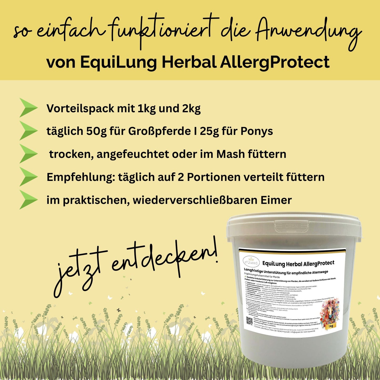 EquiLung Herbal AllergProtect – Kräutermischung für Pferde zur Langzeitfütterung bei empfindlichen Atemwegen durch Staub, Pollen & Umweltreizen