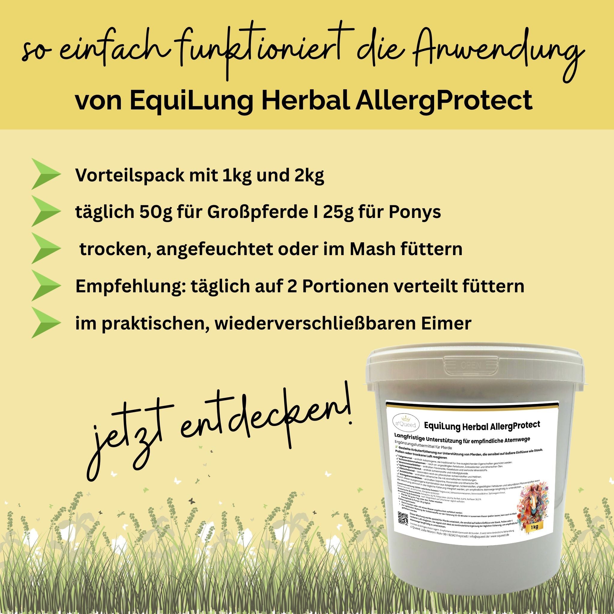 EquiLung Herbal AllergProtect – Kräutermischung für Pferde zur Langzeitfütterung bei empfindlichen Atemwegen durch Staub, Pollen & Umweltreizen