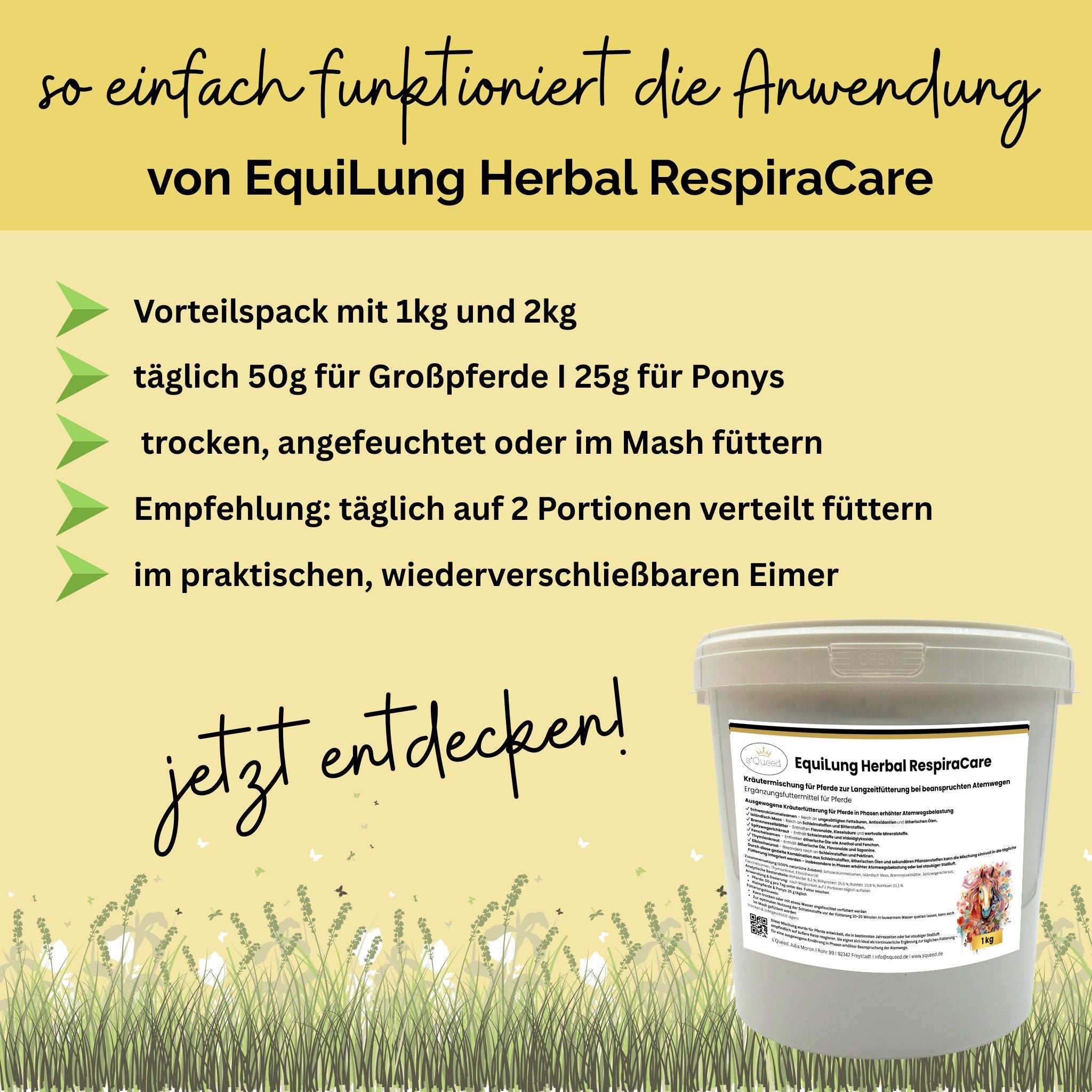 EquiLung Herbal RespiraCare – Kräutermischung für Pferde zur Langzeitfütterung bei beanspruchten Atemwegen durch nasskaltes Wetter und Temperaturwechsel