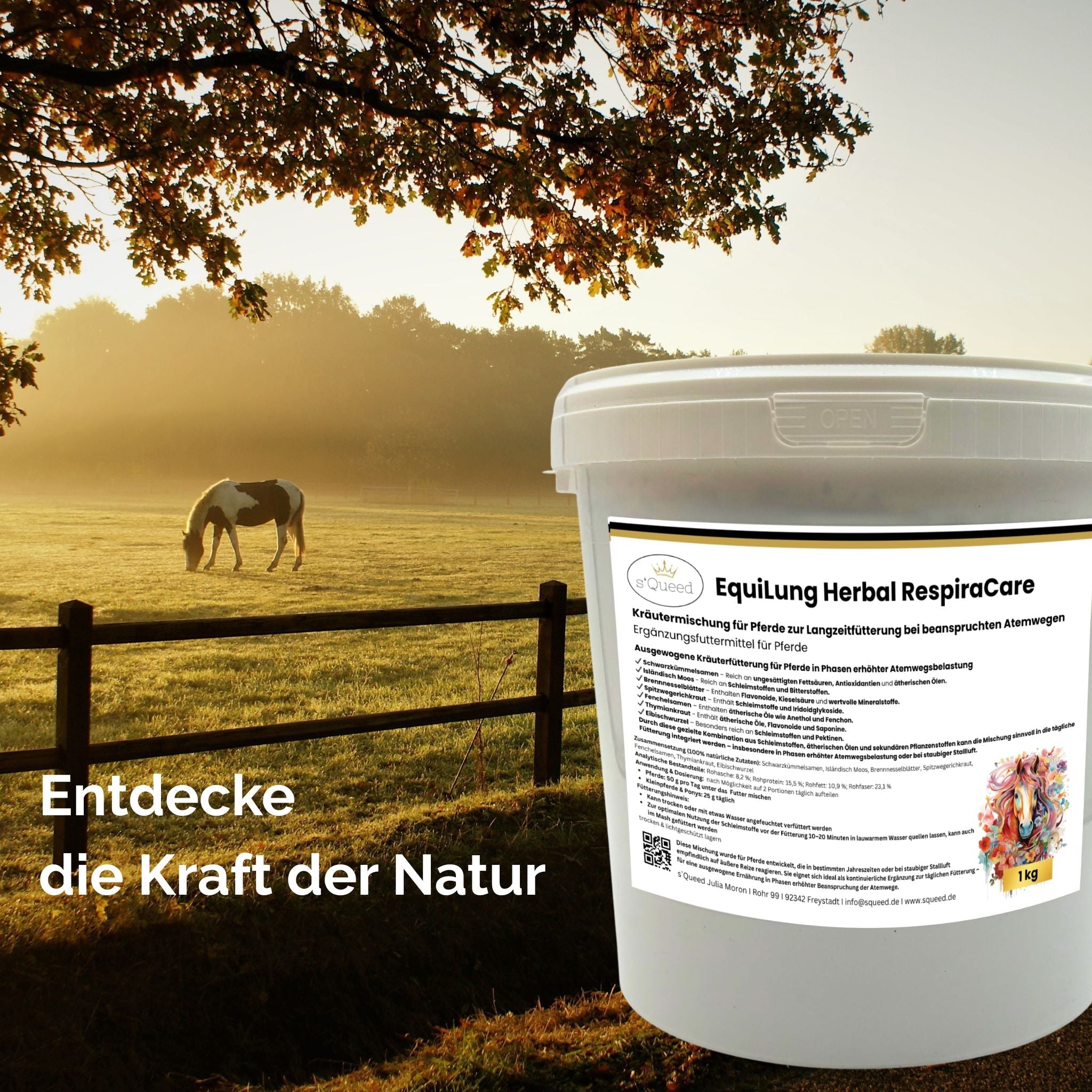 EquiLung Herbal RespiraCare – Kräutermischung für Pferde zur Langzeitfütterung bei beanspruchten Atemwegen durch nasskaltes Wetter und Temperaturwechsel