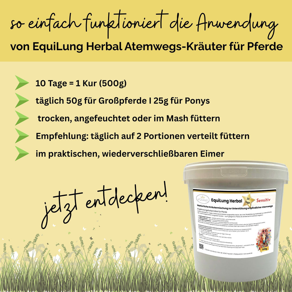 EquiLung Herbal Sensitiv – Kräutermischung für Pferde zur Unterstützung der Atemwege bei hoher Belastung durch Staub, Pollen & Umweltreize